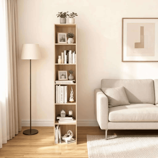 Estante com cubos 30x24x158,4 cm - alta, com espaço de arrumação para a casa de banho, livros, escritório e plantas - carvalho Estante com cubos 30x24x158,4 cm - alta, com espaço de arrumação para a casa de banho, livros, escritório e plantas - carvalho