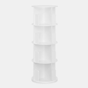 Estante giratória 44x44x126 cm - Estante de canto de chão, com design redondo e giratório - Branco