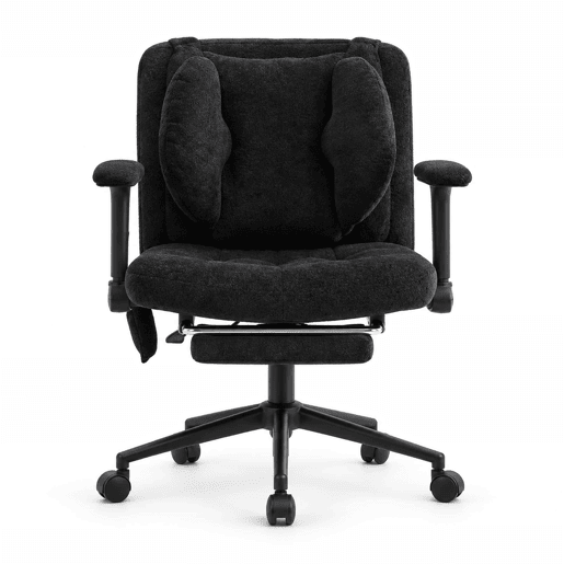 Cadeira de escritório giratória e elevável 80x55 cm - ajustável em altura com apoio para os pés, capacidade de 150 kg, apoios de braços, rodas, estilo gaming para escritório em casa - Preto