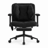 Cadeira de escritório giratória e elevável 80x55 cm - ajustável em altura com apoio para os pés, capacidade de 150 kg, apoios de braços, rodas, estilo gaming para escritório em casa - Preto