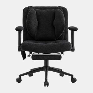 Cadeira de escritório giratória e elevável 80x55 cm - ajustável em altura com apoio para os pés, capacidade de 150 kg, apoios de braços, rodas, estilo gaming para escritório em casa - Preto