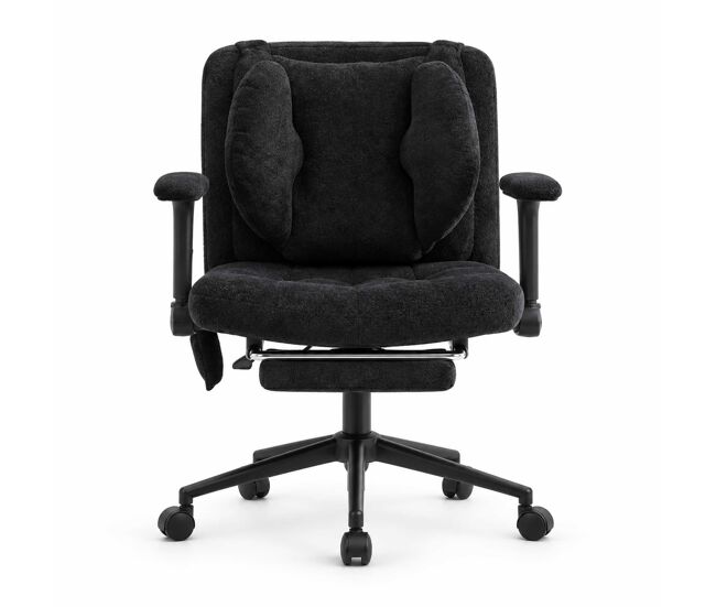 Silla de oficina giratoria elevable 80x55 cm - ajustable en altura con reposapiés, carga 150 kg, apoyabrazos, ruedas, estilo gaming para oficina en