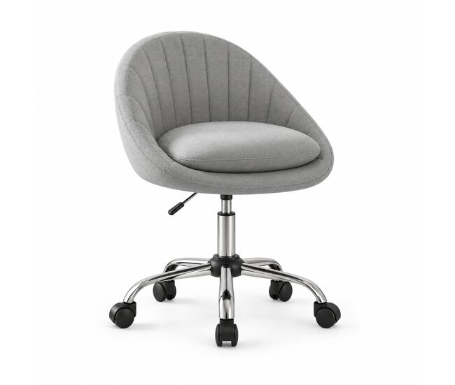 Silla de oficina 47,5x52x82 cm - tapizada de terciopelo, diseño moderno, respaldo cómodo - gris claro