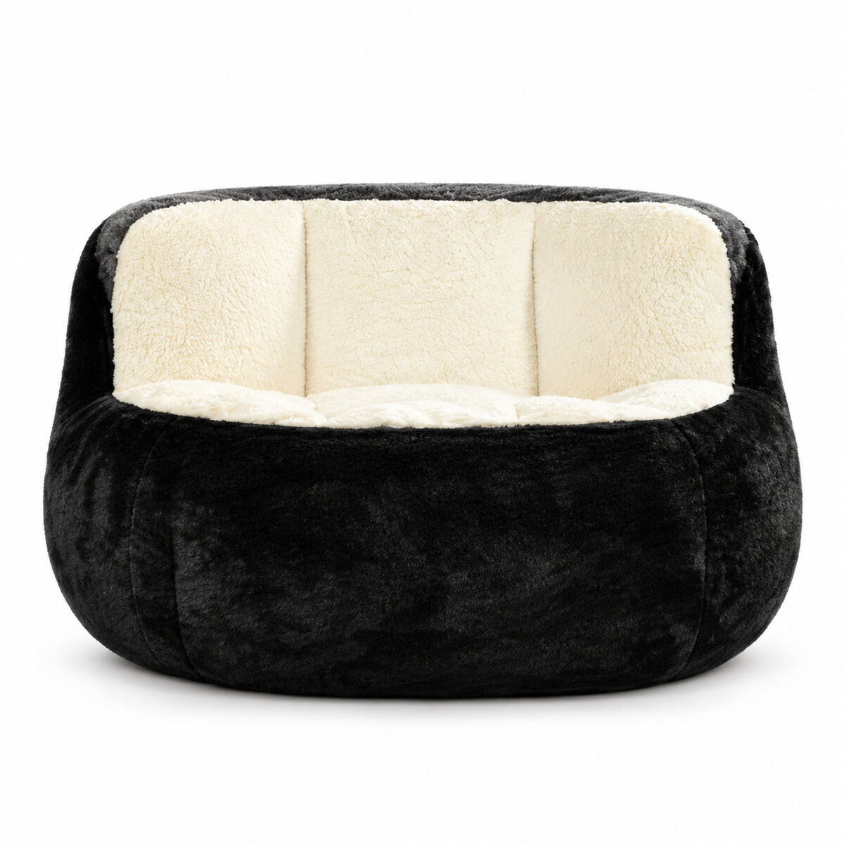 Puf gigante xl - sillón lounge de piel sintética con relleno de esponja triturada, sofá tumbona, sin montaje - negro, blanco y gris