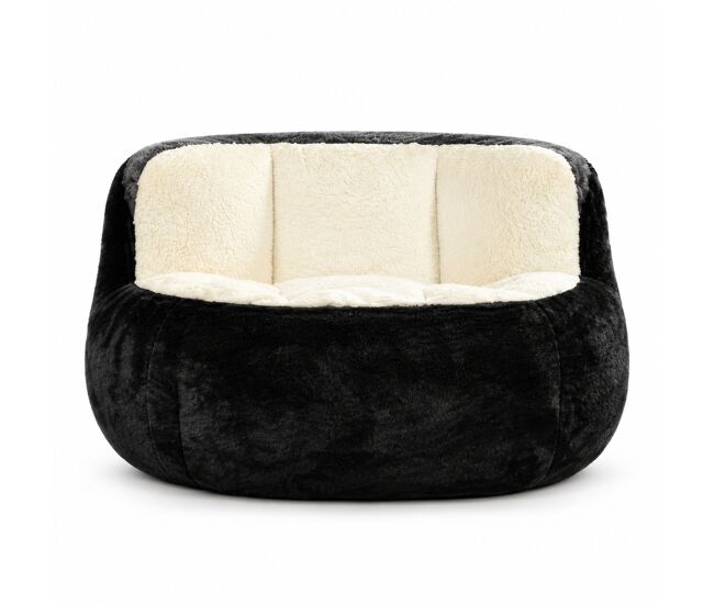 Puf gigante xl - sillón lounge de piel sintética con relleno de esponja triturada, sofá tumbona, sin montaje - negro, blanco y gris