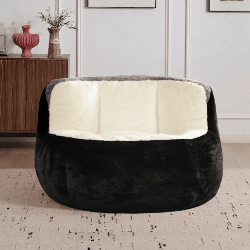 Puf gigante XL - pufe de descanso em pele sintética com enchimento de espuma triturada, sofá-cama, sem montagem - preto, branco e cinzento