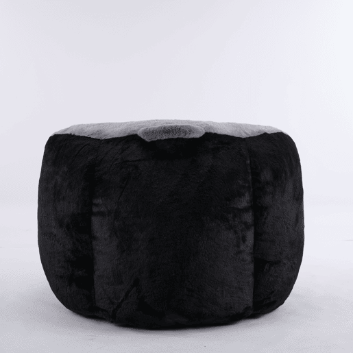 Puf gigante XL - pufe de descanso em pele sintética com enchimento de espuma triturada, sofá-cama, sem montagem - preto, branco e cinzento