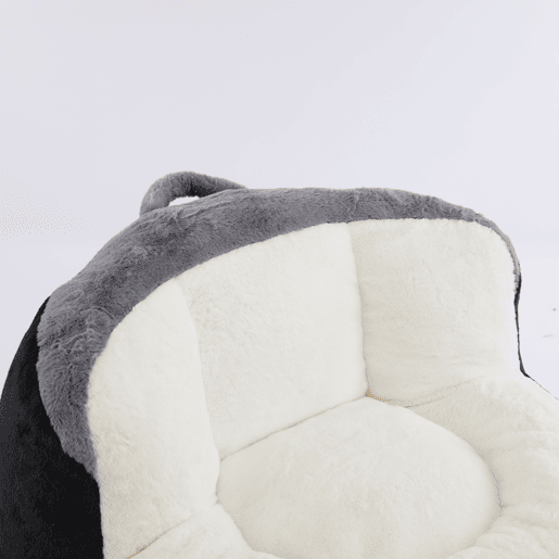 Puf gigante XL - pufe de descanso em pele sintética com enchimento de espuma triturada, sofá-cama, sem montagem - preto, branco e cinzento