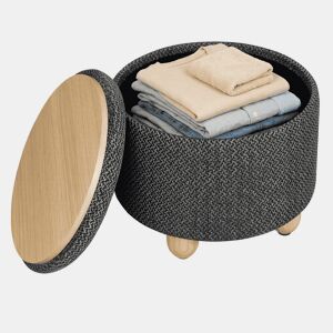 Banco redondo 39x39x33 cm - com espaço de arrumação e sapateira - Cinza escuro