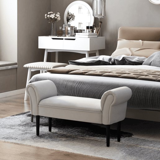 Banco estofado com braços, estilo madeira, para quarto, sala de estar eredor, 102x36x51cm, capacidade de carga de 130kg Banco estofado com braços, estilo madeira, para quarto, sala de estar eredor, 102x36x51cm, capacidade de carga de 130kg