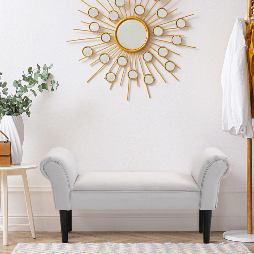 Banco estofado com braços, estilo madeira, para quarto, sala de estar eredor, 102x36x51cm, capacidade de carga de 130kg Banco estofado com braços, estilo madeira, para quarto, sala de estar eredor, 102x36x51cm, capacidade de carga de 130kg