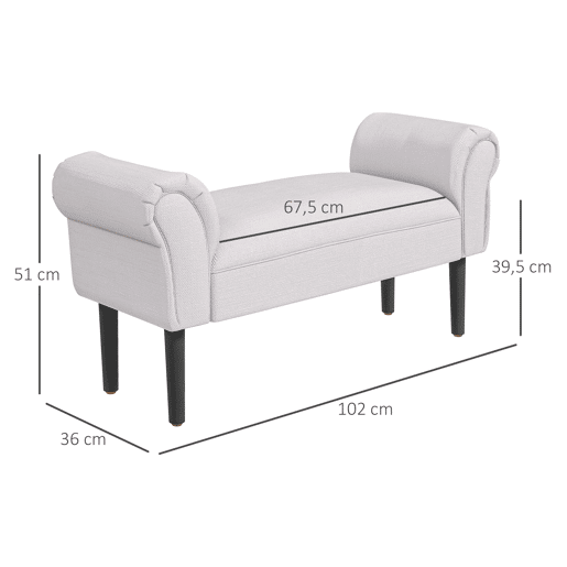 Banco estofado com braços, estilo madeira, para quarto, sala de estar eredor, 102x36x51cm, capacidade de carga de 130kg Banco estofado com braços, estilo madeira, para quarto, sala de estar eredor, 102x36x51cm, capacidade de carga de 130kg
