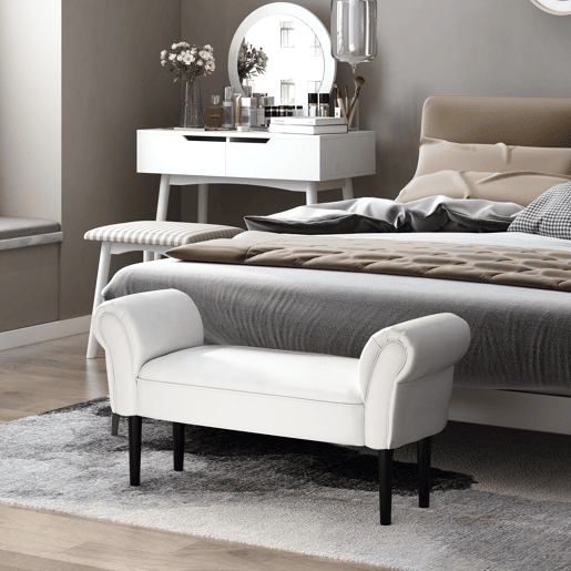Banco estofado com braços, estilo madeira, para quarto, sala de estar eredor, 102x36x51cm, capacidade de carga de 130kg Banco estofado com braços, estilo madeira, para quarto, sala de estar eredor, 102x36x51cm, capacidade de carga de 130kg