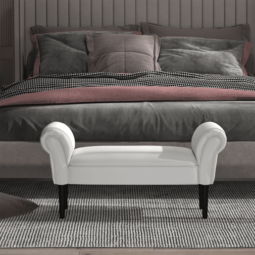 Banco estofado com braços, estilo madeira, para quarto, sala de estar eredor, 102x36x51cm, capacidade de carga de 130kg Banco estofado com braços, estilo madeira, para quarto, sala de estar eredor, 102x36x51cm, capacidade de carga de 130kg