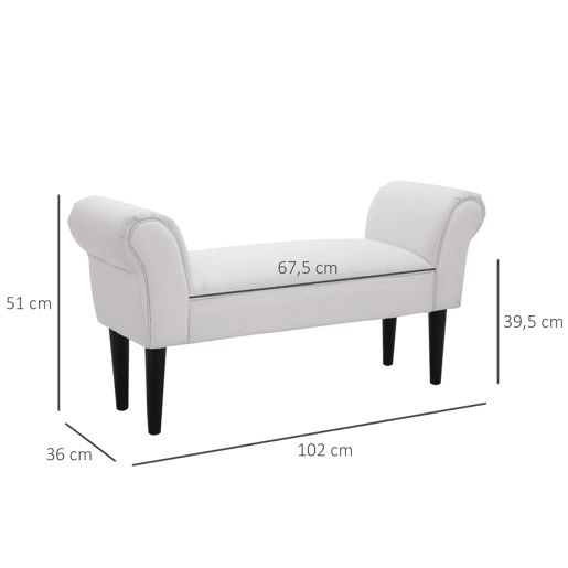 Banco estofado com braços, estilo madeira, para quarto, sala de estar eredor, 102x36x51cm, capacidade de carga de 130kg Banco estofado com braços, estilo madeira, para quarto, sala de estar eredor, 102x36x51cm, capacidade de carga de 130kg