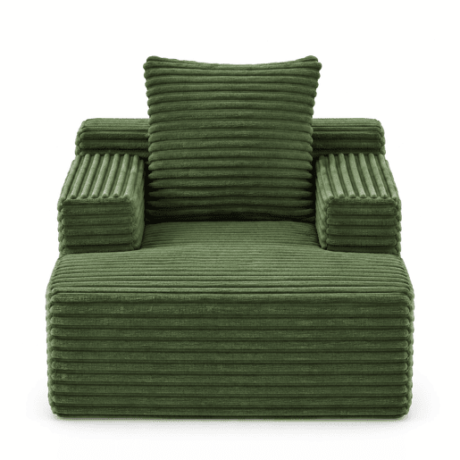 Sofá chaise longue de 1 lugar - estofado em veludo cotelê, transformável em cama, poltrona reclinável sem montagem para sala de estar e apartamento - verde