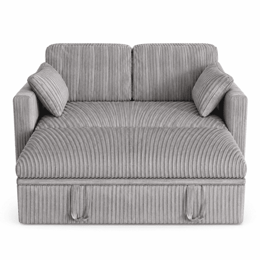 Sofá-cama duplo multifuncional u2014 encosto ajustável, porta-copos e almofadas para a sala de estar e o quarto u2014 Cinza Sofá-cama duplo multifuncional u2014 encosto ajustável, porta-copos e almofadas para a sala de estar e o quarto u2014 Cinza