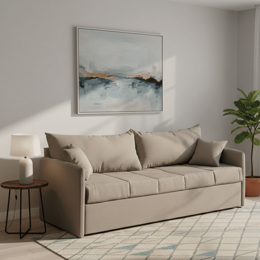 Sofá-cama 3 lugares com capa removível em tecido Sofá-cama 3 lugares com capa removível em tecido