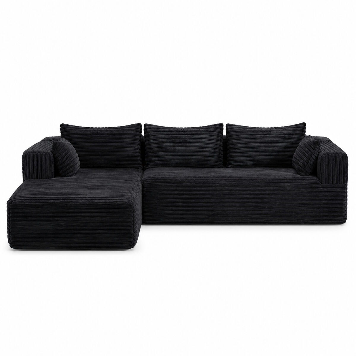 sofa seccional comprimible l 2 plazas - chaise comoda sin estructura boneless asiento profundo modular minimalista convertible cama - negro