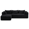 Sofá seccional dobrável L de 2 lugares - chaise longue confortável, sem estrutura (boneless), assento profundo, modular minimalista convertível em cama - preto