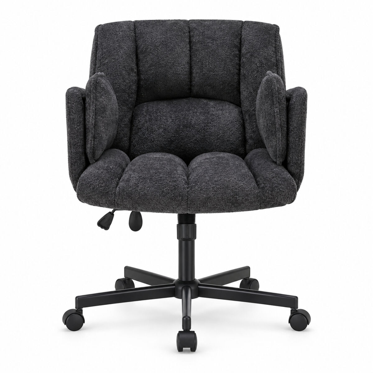 Silla de oficina giratoria 80 cm - altura ajustable, reposabrazos plegables, ruedas, carga 150 kg - negra