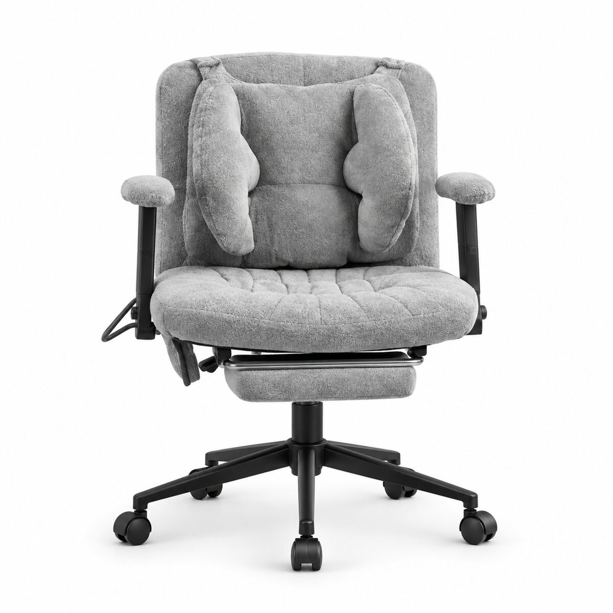 Silla de oficina giratoria estándar - altura ajustable, reposapiés, carga 150 kg, reposabrazos, ruedas - gris