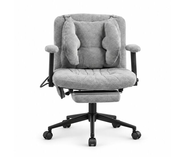 Silla de oficina giratoria estándar - altura ajustable, reposapiés, carga 150 kg, reposabrazos, ruedas - gris
