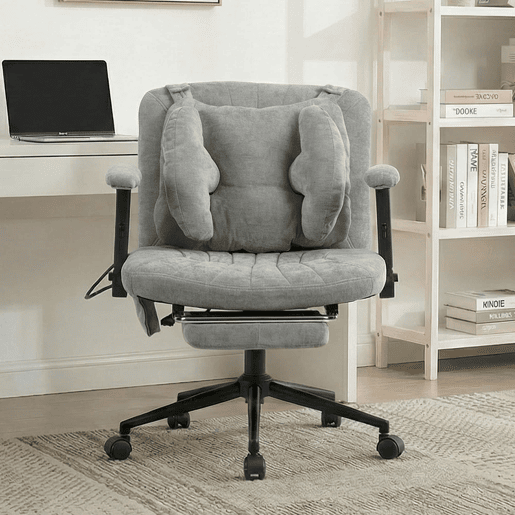 Cadeira de escritório giratória padrão - altura ajustável, apoio para os pés, capacidade de 150 kg, apoios de braços, rodas - cinzenta Cadeira de escritório giratória padrão - altura ajustável, apoio para os pés, capacidade de 150 kg, apoios de braços, rodas - cinzenta