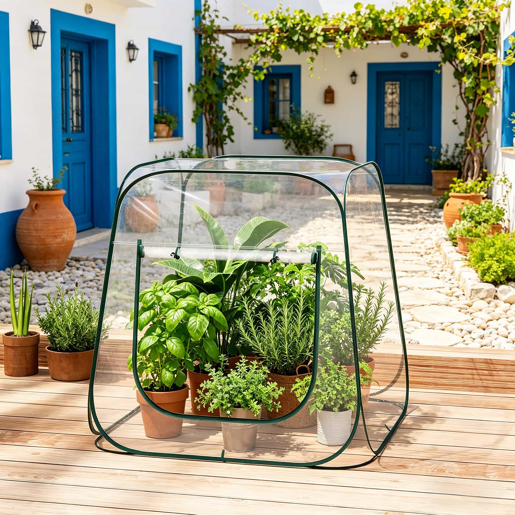 Mini-estufa 100x100x97 cm - Design pop-up com fecho em U, proteção para plantas - Transparente Mini-estufa 100x100x97 cm - Design pop-up com fecho em U, proteção para plantas - Transparente