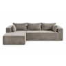 Sofá seccional dobrável em L, 2 lugares u2013 chaise longue confortável, sofá sem estrutura, assento profundo, design modular minimalista, transformável em cama u2013 cinzento