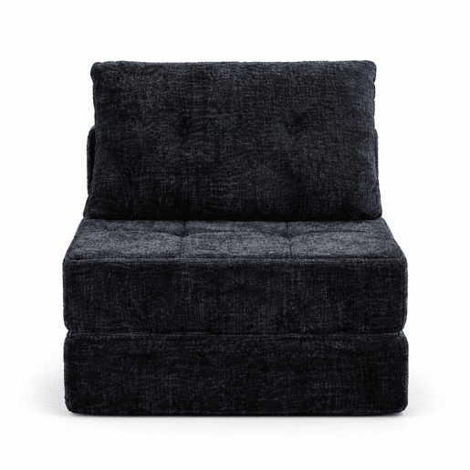 Sofá-cama dobrável - com almofadas, colchão dobrável com encosto, sofá portátil, sofá de chão confortável para a sala de estar e o quarto - preto Sofá-cama dobrável - com almofadas, colchão dobrável com encosto, sofá portátil, sofá de chão confortável para a sala de estar e o quarto - preto