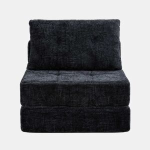 Sofá-cama dobrável - com almofadas, colchão dobrável com encosto, sofá portátil, sofá de chão confortável para a sala de estar e o quarto - preto