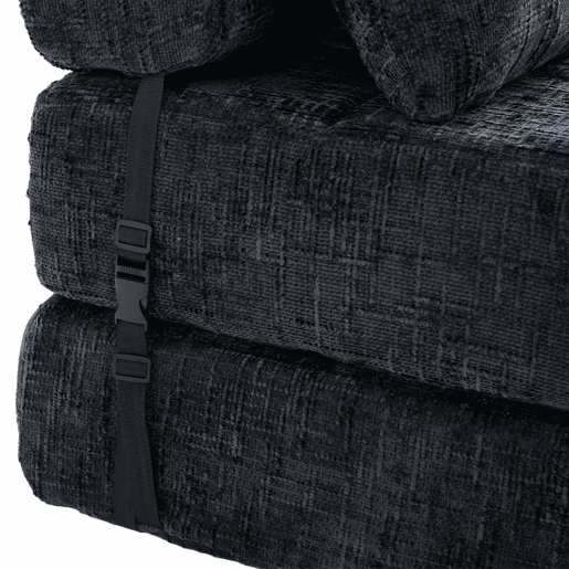 Sofá-cama dobrável - com almofadas, colchão dobrável com encosto, sofá portátil, sofá de chão confortável para a sala de estar e o quarto - preto Sofá-cama dobrável - com almofadas, colchão dobrável com encosto, sofá portátil, sofá de chão confortável para a sala de estar e o quarto - preto