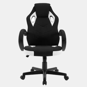 Cadeira de escritório 48,5 x 49,5 x 114 cm - ergonómica, para e-sports, encosto confortável - preta e branca