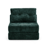 Sofá-cama dobrável u2013 com almofadas, encosto, colchão dobrável, portátil, sofá de chão confortável para a sala de estar e o quarto u2013 verde-esmeralda em chenille