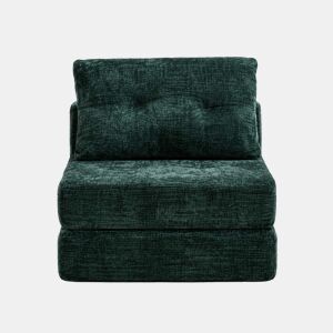 Sofá-cama dobrável u2013 com almofadas, encosto, colchão dobrável, portátil, sofá de chão confortável para a sala de estar e o quarto u2013 verde-esmeralda em chenille