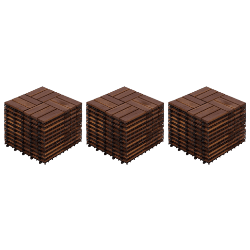 Ladrilhos de deck para exterior 30x30 cm (32 peças) u2013 madeira de acácia com padrão entrelaçado, pavimento resistente para pátio, varanda e piscina u2013 castanho Ladrilhos de deck para exterior 30x30 cm (32 peças) u2013 madeira de acácia com padrão entrelaçado, pavimento resistente para pátio, varanda e piscina u2013 castanho