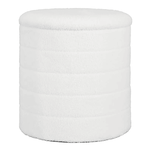 Banco com espaço de arrumação 40,5 x 40,5 x 43 cm - Assento redondo com espaço oculto e função de mesa auxiliar - Branco