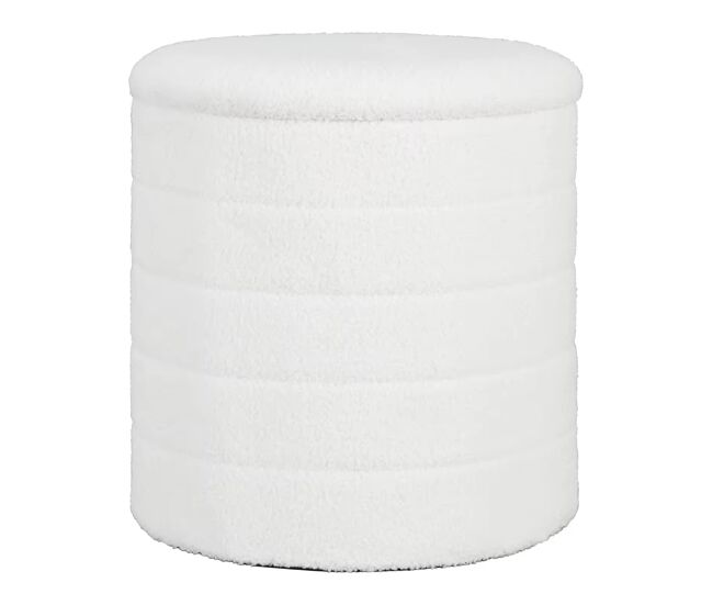 Taburete de almacenaje 40,5x40,5x43 cm - asiento redondo con espacio oculto y función de mesa auxiliar - blanco