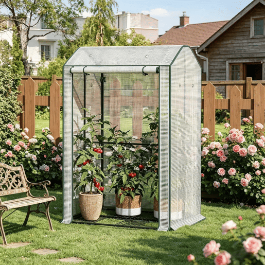 Estufa de jardim - Design resistente com porta enrolável com fecho de correr, proteção para as plantas no inverno, para varanda, pátio e jardim - Branco Estufa de jardim - Design resistente com porta enrolável com fecho de correr, proteção para as plantas no inverno, para varanda, pátio e jardim - Branco