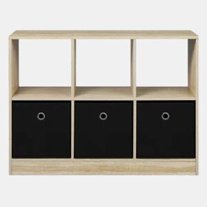 Estante multifuncional com cubos, estante de livros - preta e em carvalho claro