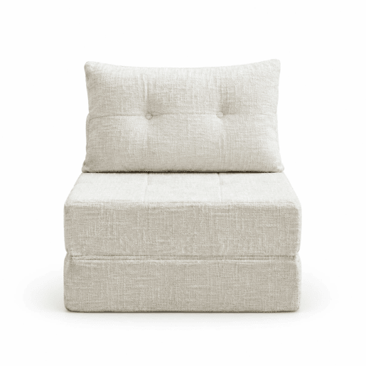 Sofá-cama dobrável e portátil com almofadas, colchão dobrável com encosto, sofá de chão confortável para a sala de estar e o quarto - Chenilla - Bege Sofá-cama dobrável e portátil com almofadas, colchão dobrável com encosto, sofá de chão confortável para a sala de estar e o quarto - Chenilla - Bege