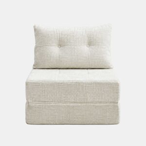 Sofá-cama dobrável e portátil com almofadas, colchão dobrável com encosto, sofá de chão confortável para a sala de estar e o quarto - Chenilla - Bege