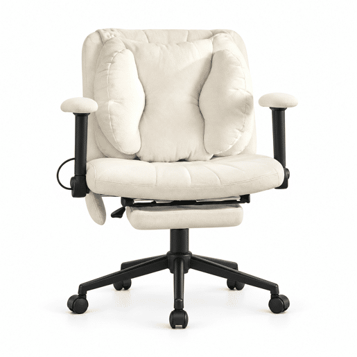 Cadeira de escritório giratória - ergonómica com apoio para os pés, altura ajustável, capacidade de carga de 150 kg, apoios de braços, rodas - bege Cadeira de escritório giratória - ergonómica com apoio para os pés, altura ajustável, capacidade de carga de 150 kg, apoios de braços, rodas - bege