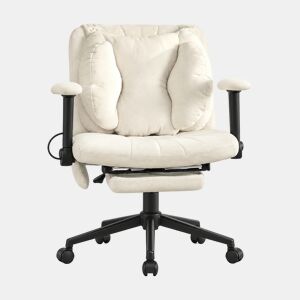 Cadeira de escritório giratória - ergonómica com apoio para os pés, altura ajustável, capacidade de carga de 150 kg, apoios de braços, rodas - bege