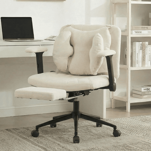Cadeira de escritório giratória - ergonómica com apoio para os pés, altura ajustável, capacidade de carga de 150 kg, apoios de braços, rodas - bege Cadeira de escritório giratória - ergonómica com apoio para os pés, altura ajustável, capacidade de carga de 150 kg, apoios de braços, rodas - bege