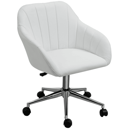 Cadeira de escritório ergonômica, giratória, com altura ajustável, encosto e apoios de braço em couro sintético, capacidade de carga de 120 kg, 60x59x79-89 cm, branca. Cadeira de escritório ergonômica, giratória, com altura ajustável, encosto e apoios de braço em couro sintético, capacidade de carga de 120 kg, 60x59x79-89 cm, branca.