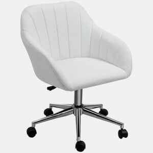 Cadeira de escritório ergonômica, giratória, com altura ajustável, encosto e apoios de braço em couro sintético, capacidade de carga de 120 kg, 60x59x79-89 cm, branca.
