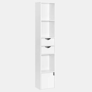 Estante alta 24 x 30 x 157,5 cm - design estreito, estante de pé, estante de arrumação e exposição para a sala de estar ou escritório - Branco