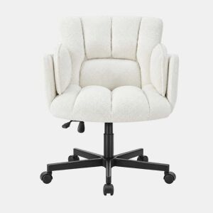 Cadeira de escritório giratória 60x68 cm - braços rebatíveis, altura ajustável, rodas, 150 kg - bege